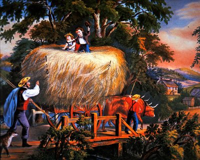 American Country Life: Haying Time - viimeinen kuorma tekijältä Currier and Ives