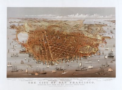 San Franciscon kaupunki, Currier & Ives, n. 1878 (värilitho) tekijältä Currier and Ives