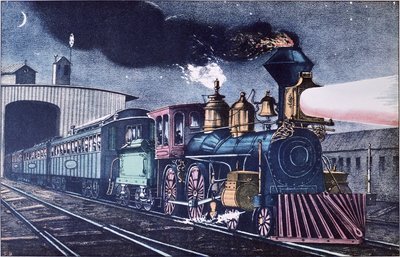 The Night Express, n. 1860 (väri litho) tekijältä Currier and Ives