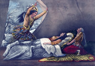 Currier & Ivesin kuvituksen Minnehahan kuolema. 1867 tekijältä N. Currier and Ives J.M.