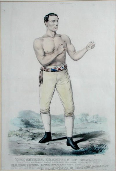 Tom Sayers (1826-65) Englannin mestari, julkaistu 1860 (värilitho) tekijältä Currier and Ives