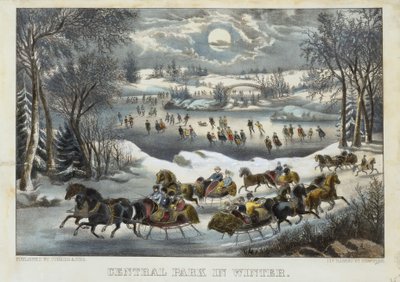Keskuspuisto talvella tekijältä Currier and Ives
