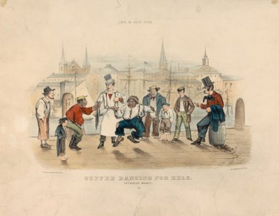 Cuffee Dancing for Ankeriaat – Catharine Market (elämää New Yorkissa) tekijältä Currier and Ives