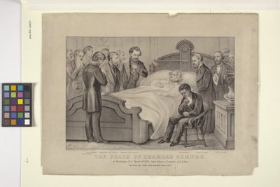 Charles Sumnerin kuolema (litografia) tekijältä N. and Ives J.M. (1824 95) Currier