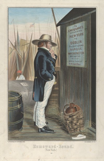 Homeward Bound (New York), n. 1860 (käsinvärinen litografia) tekijältä Currier and Ives