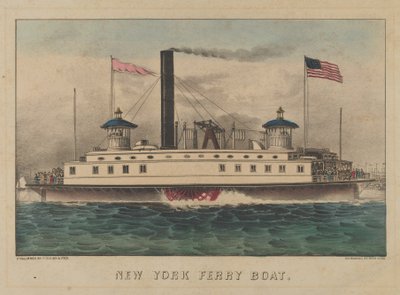 New York Ferry Boat, n. 1860-65 (käsinvärinen litografia) tekijältä Currier and Ives