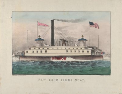 New York Ferry Boat, n. 1860-65 (käsinvärinen litografia) tekijältä Currier and Ives