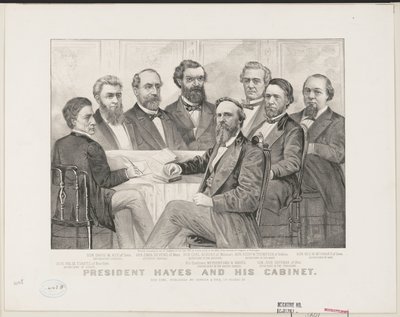 Presidentti Hayes ja hänen kabinettinsa, n. 1877 (litho) tekijältä Currier and Ives
