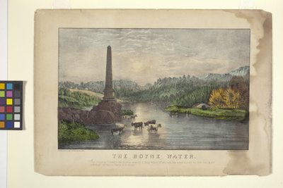 The Boyne Water (litografia colorida à mão) finlandesa tekijältä N. and Ives J.M. (1824 95) Currier