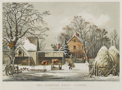 Maanviljelijän koti - talvi tekijältä Currier and Ives