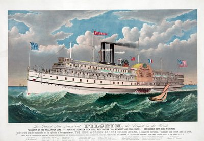 The Grand New Steamboat Pilgrim, n. 1883 (värilitho) tekijältä Currier and Ives