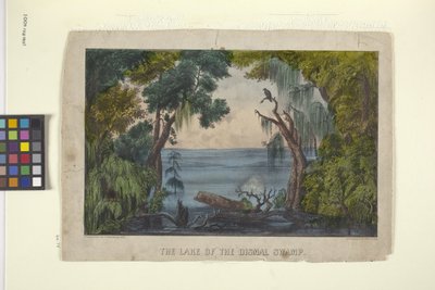 The Lake Of The Dismal Swamp (käsinvärjätty litografia) tekijältä N. and Ives J.M. (1824-95) Currier