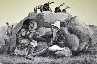 Currier & Ives -kuvitus 1800-luvulta. Ulvova turvotus sodan polulla tekijältä N. and Ives, J.M. Currier