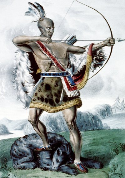 Indian Hunter, 1845 tekijältä N. and Ives, J.M. Currier
