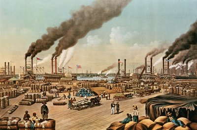 The Levee - New Orleans, 1884 tekijältä N. and Ives, J.M. Currier