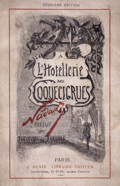 Kirja "The hotellerie des coquecicrues"". Lyijykynämuistiinpanot, esipuhe Theodore de Banville tekijältä Nadar