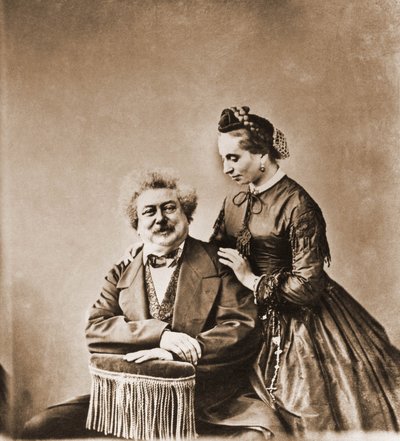 Muotokuva Alexandre Dumas Perestä, kirjailijasta 1802-1870 ja hänen tyttärestään Marie Dumasista 1831-1878 (kuva) tekijältä Nadar
