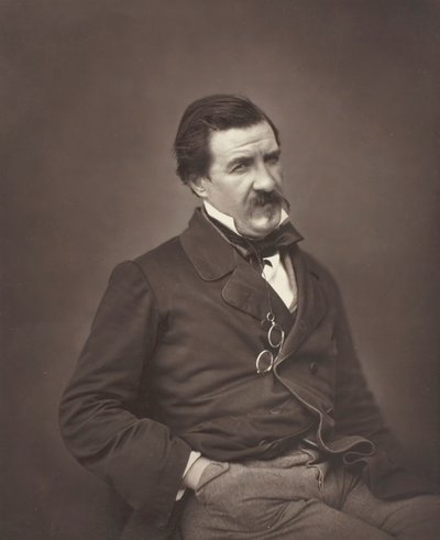 Champfleury nascut Jules François Felix Fleury-Husson, crític i novel·lista francès, 1821-1889, c.1855 finlandès tekijältä Nadar