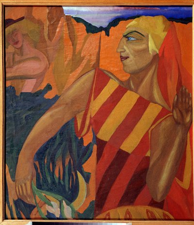 Medee - Pukusuunnittelu baletille The Golden Fleece (Medea. Pukusuunnittelu baletille The Golden Fleece) - Nadhezhda Vladimirovna Lermontovan (1885-1921) maalaus, öljy kankaalle tekijältä Nadezhda Vladimirovna Lermontova