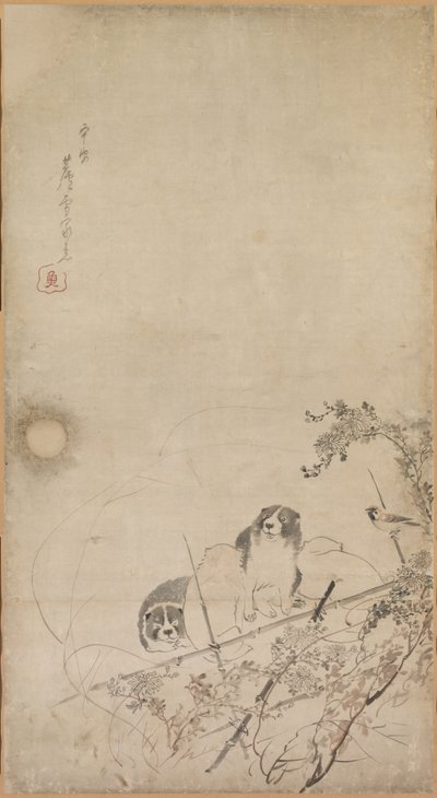 Pennut, varpuset ja krysanteemit, 1754-1799. tekijältä Nagasawa Rosetsu