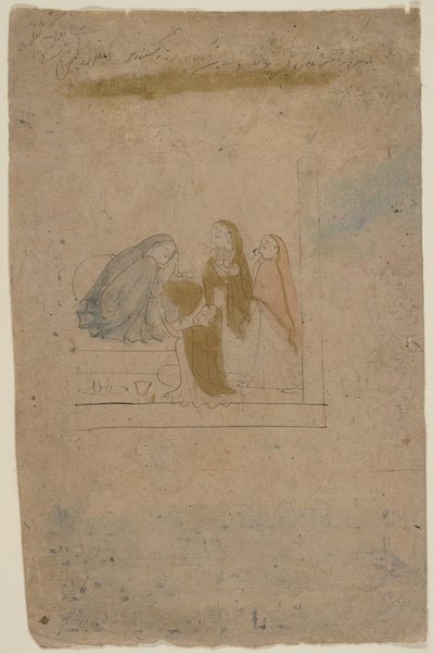Nainen palvelijoineen, n. 1775-80. tekijältä Nainsukh