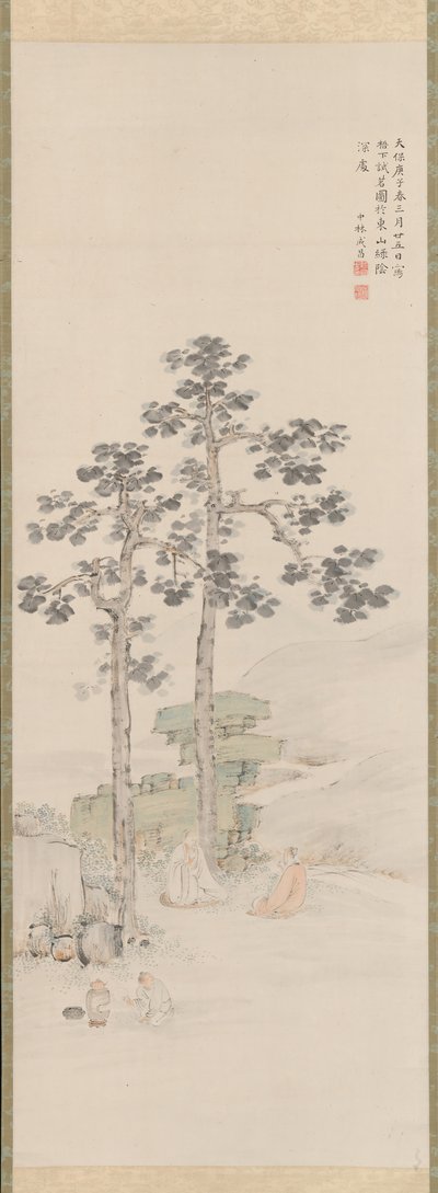Näytteenotto teetä Wu-puiden alla, 1840. tekijältä Nakabayashi Chikuto