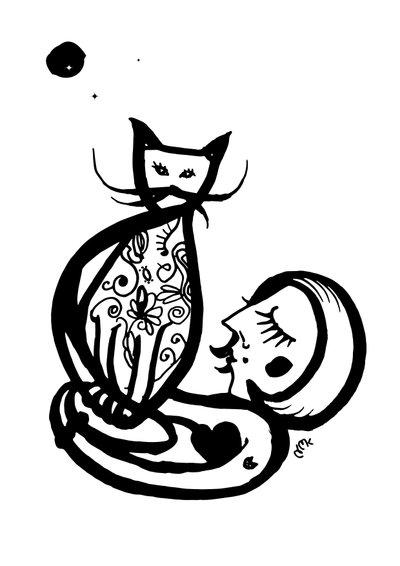 Arty Wednesday Cat, 2021 (tussi kortille) tekijältä Nancy Moniz Charalambous