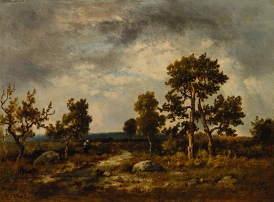Polku lähellä kyykäärmettä, Fontainebleaun metsä, n. 1860-luku (öljy puulevylle) tekijältä Narcisse Virgile Diaz de la Peña