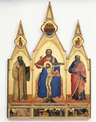 Pyhä kolminaisuus ja Pyhä Romuald ja Pyhä Andreas, 1365 (tempera paneelille). tekijältä Nardo di Cione Orcagna