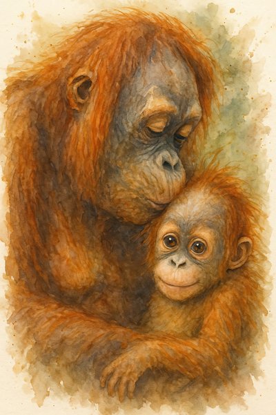 Orangutanin hellä syleily tekijältä Natalie Bruns