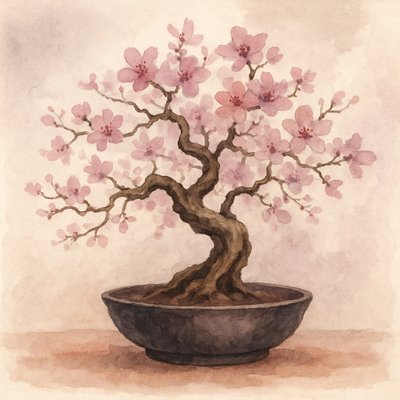 Vaaleanpunainen kirsikkapuu (bonsai) tekijältä Natalie Bruns