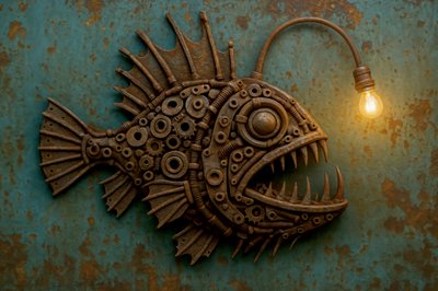Steampunk-tyylinen merikrottivalaisin tekijältä Natalie Bruns