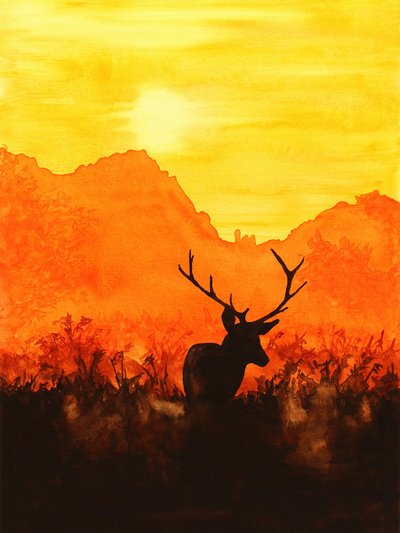 Auringonlaskun hirvensiluetti tekijältä Natalie Bruns