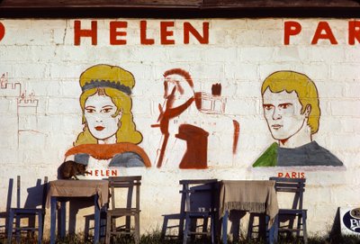 Seinämaalaus Helen of Troy -kahvilassa Troijassa, Turkki tekijältä Nathan Benn
