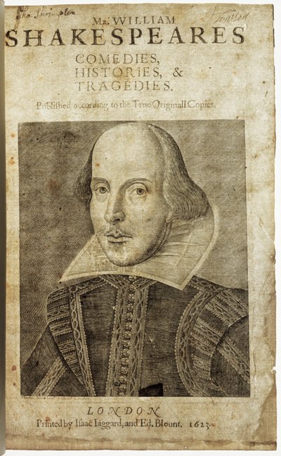 Muotokuva William Shakespearen etusivun Comedies, historiat,  tragediat i.... tekijältä Nathan Benn