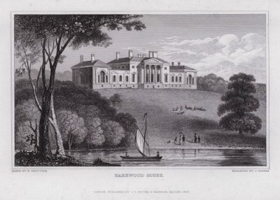 Harewood House (kaiverrus) tekijältä Nathaniel (after) Whittock