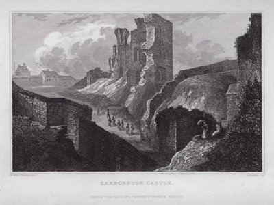 Scarborough Castle (kaiverrus) tekijältä Nathaniel (after) Whittock