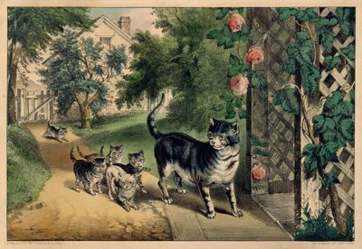 Pussyn paluu, 1874-78, 1874-78. Tekijät: Nathaniel Currier, James Merritt Ives, Currier ja Ives. tekijältä Currier and Ives