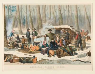 American Forest Scene, Maple Sugaring tekijältä Nathaniel Currier