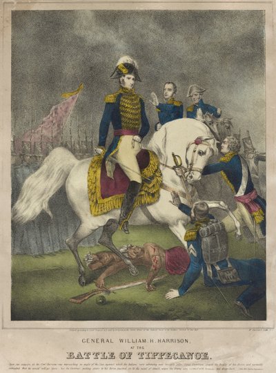 Kenraali William H. Harrison Tippecanoen taistelussa tekijältä Nathaniel Currier
