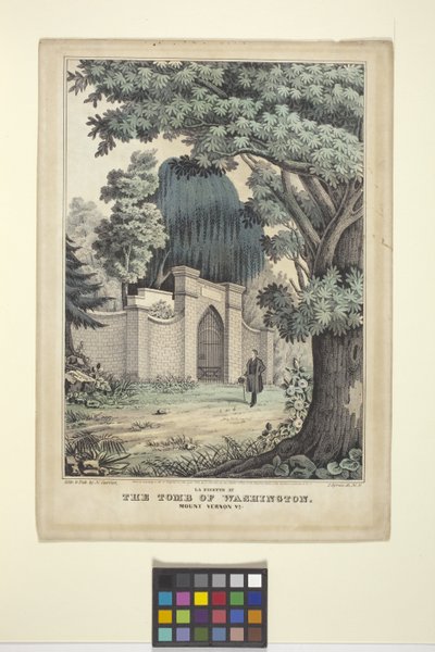 Lafayette Washingtonin haudalla (käsinvärinen litografia) tekijältä Nathaniel Currier