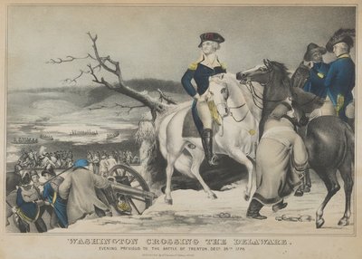 Washington ylittää Delawaren iltana ennen Trentonin taistelua, 25. joulukuuta..., 1847. tekijältä Nathaniel Currier