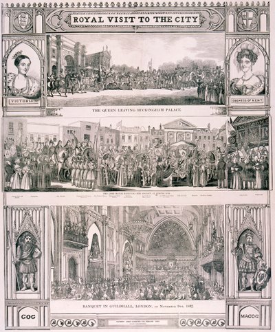 Kuningatar Victorian vierailu Lontoon Cityyn, 1837 tekijältä Nathaniel Whittock