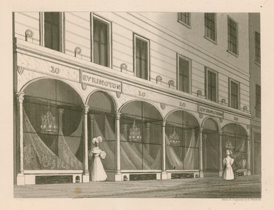 Messrs Everingtonin myymälä, Intian huivivarasto, 10 Ludgate Street, Lontoo tekijältä Nathaniel Whittock
