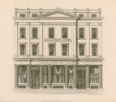 Shopin edessä Shoolbred and Cooke, Drapers, Tottenham Court Road, Lontoo tekijältä Nathaniel Whittock