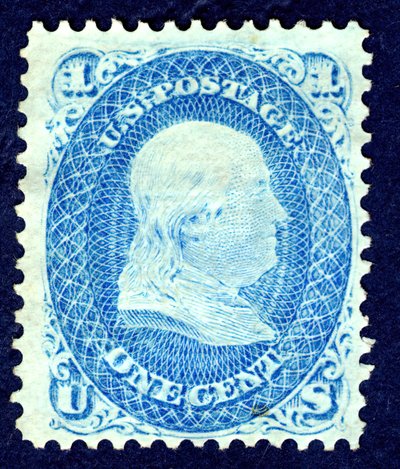 1c Franklin F Grill single, 1867. tekijältä National Bank Note Company