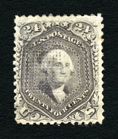 24c Washington F Grill single, 1867. tekijältä National Bank Note Company