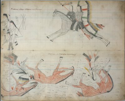 Cheyennes torjuttiin ja haavoittui, n. 1877-1879 (kirjapiirros) tekijältä Native American