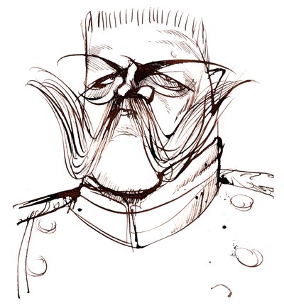 Paul von Hindenburg - puolalainen, saksalainen kenraali ja presidentti (1847-1934); karikatyyri tekijältä Neale Osborne