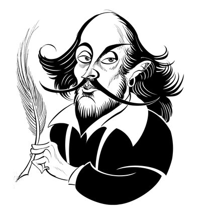 William Shakespeare - mustavalkoinen karikatyyri tekijältä Neale Osborne